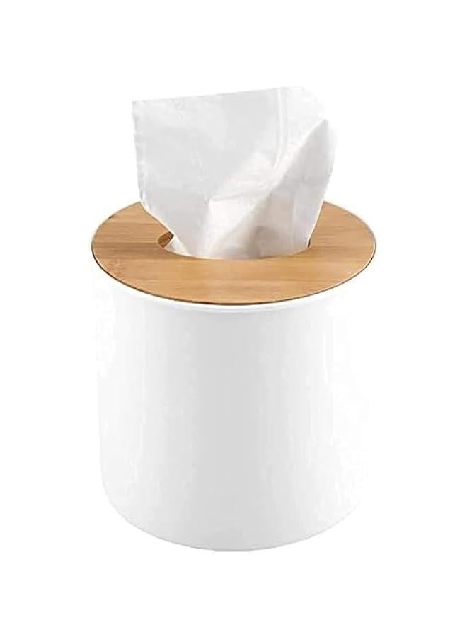 HOOKOR Napkin Case, Removable Bamboo/Wood Cover Plastic Tissue Box Holder Storage Organizer for Home Car Office for Bathroom Vanity Countertop, Night Stands, Office Desk & Car - Image 1