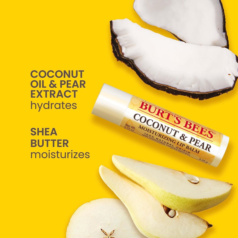 Burt's Bees Easter Basket Stuffers, Lip Balm - Berry Agua Fresca, Dragonfruit Lemon, Coconut & Pear, Tropical Pineapple Pack, With Beeswax, Tint-Free, Natural Origin Lip Treatment, 4 Tubes, 0.15 oz. - Image 2