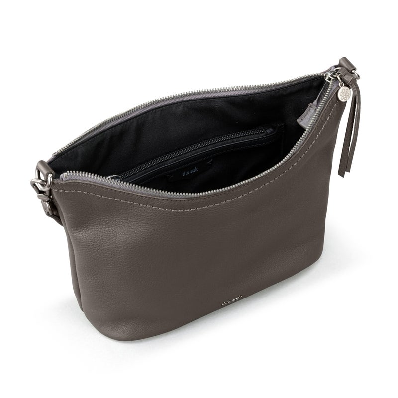 The Sak Jasmine Small Hobo in Leather, Detachable Shoulder Strap, Slate - Image 4