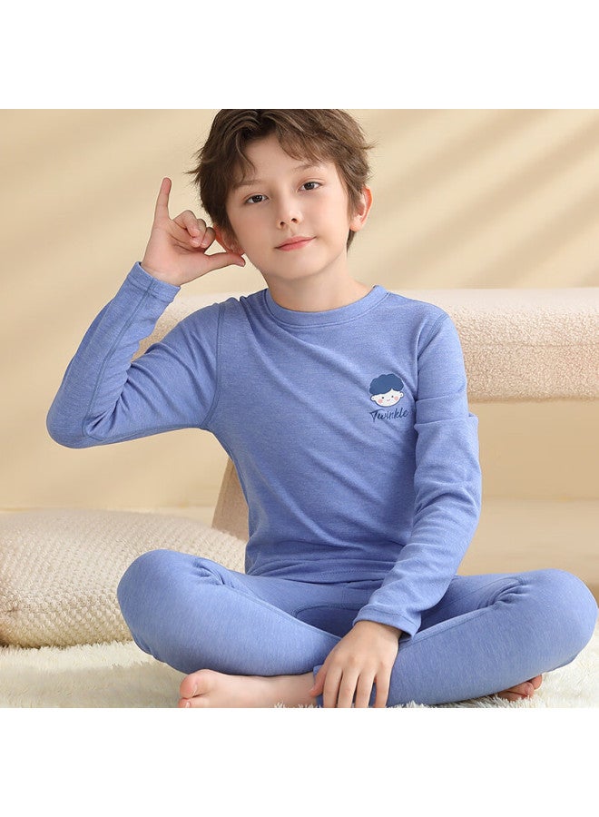 LANG SHA Langsha [wool + Silk] Children's Thermal Underwear, Boys And Girls Autumn And Winter Thickened Undershirt And Pants, Pajama Set  - Image 3