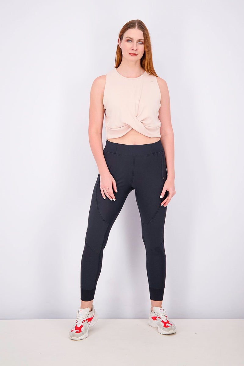 Reebok توب قصير مبتكر بدون أكمام للنساء، بيج - Image 4