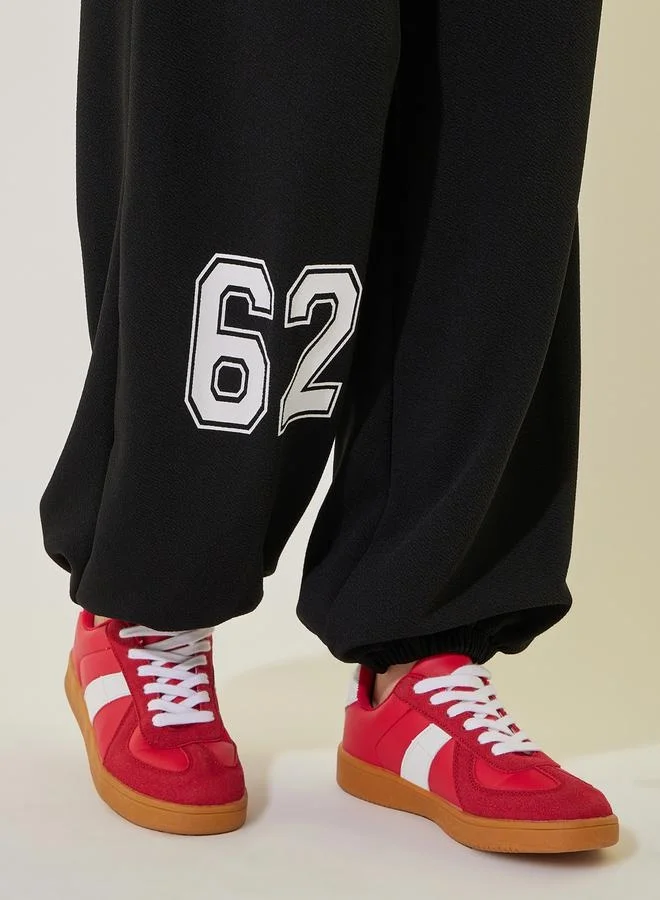 Take Two Graphic Print Cuffed Joggers with Drawstring