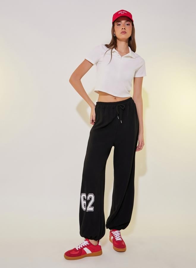 Take Two Graphic Print Cuffed Joggers with Drawstring - Image 1