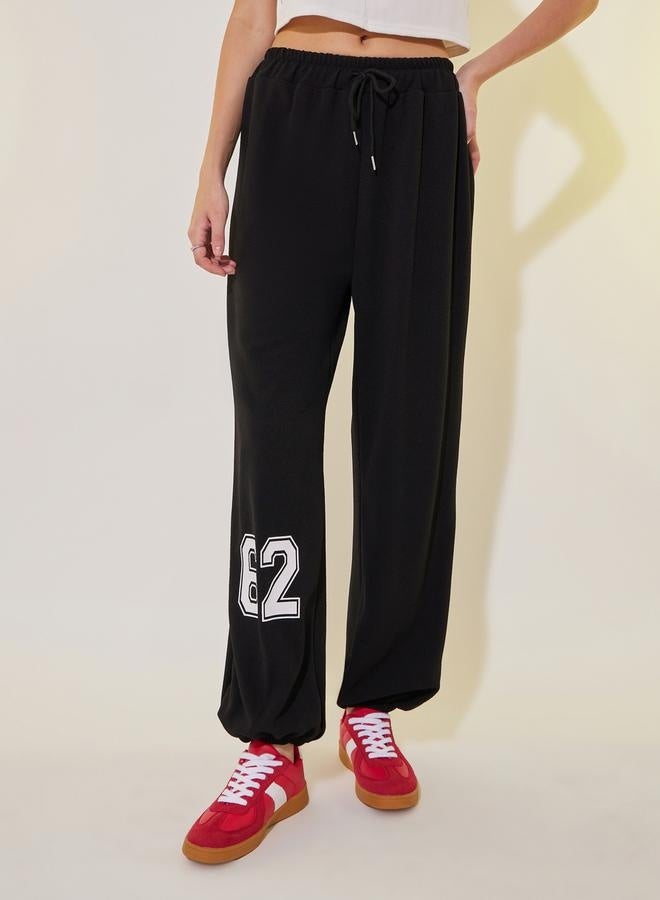 Take Two Graphic Print Cuffed Joggers with Drawstring - Image 2