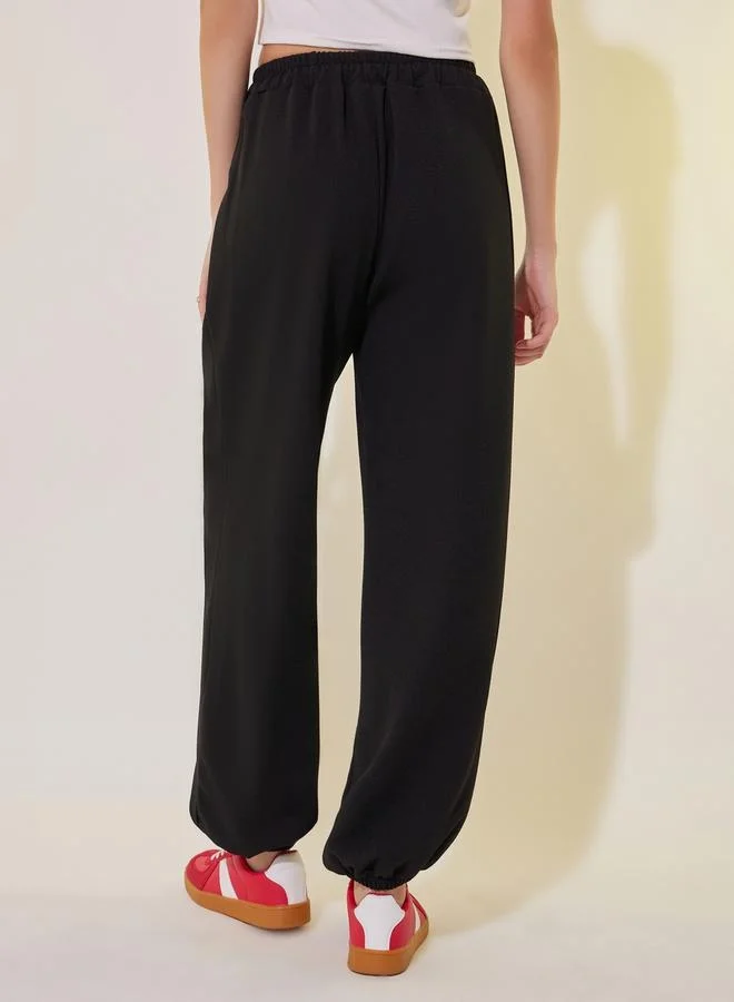 Take Two Graphic Print Cuffed Joggers with Drawstring