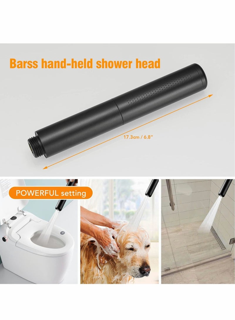 Black Brass 2 In 1 Function Handheld Shower Head Set, High Pressure 7 Inch Flow Hand Wand with 59 Hose, Bracket, Matte Finish - Image 2