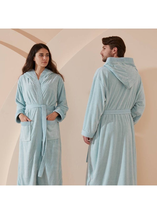 Reefi Modern Hooded Bathrobe, Turquoise - Image 1