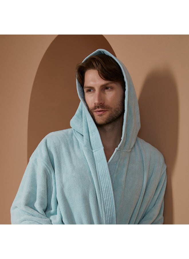Reefi Modern Hooded Bathrobe, Turquoise - Image 2