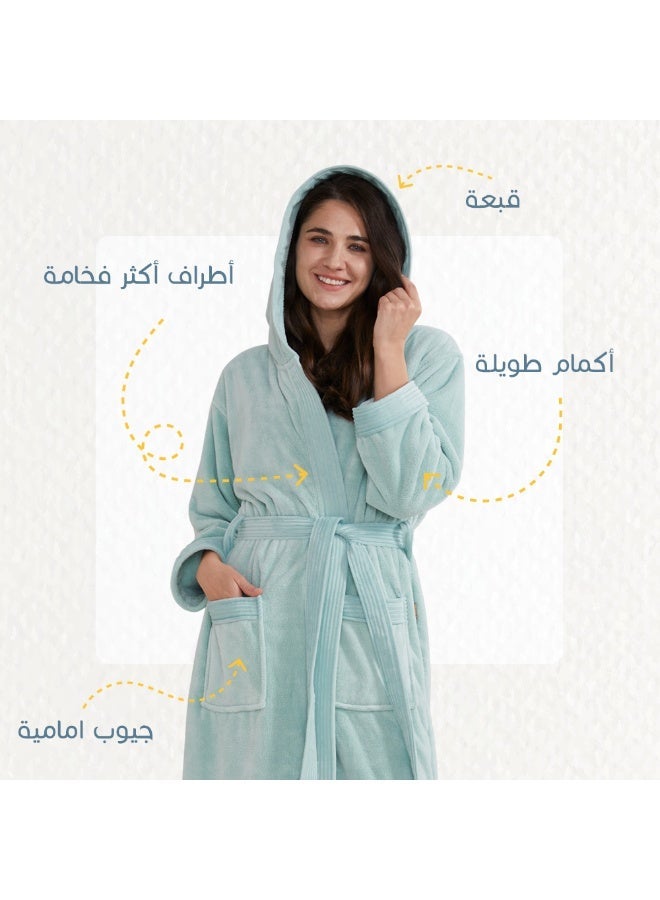 Reefi Modern Hooded Bathrobe, Turquoise - Image 5