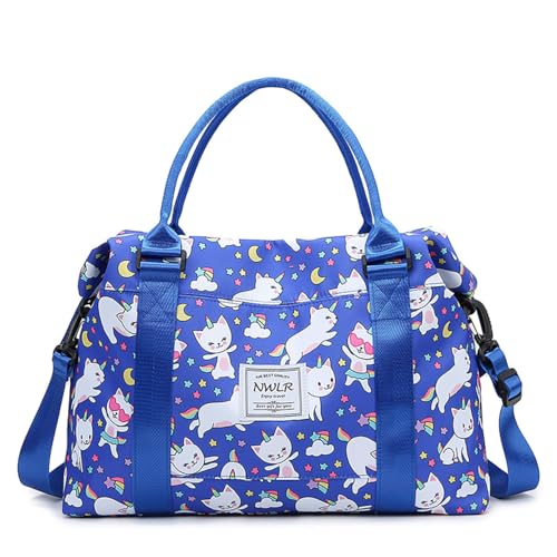 NWLR Travel Duffle Bag Weekender Overnight Bag Gym Tote with Dry and Wet Separated Pocket for Women Girls Shoulder Workout Duffel Bag Water Resistant Rainbow Cats - Image 1