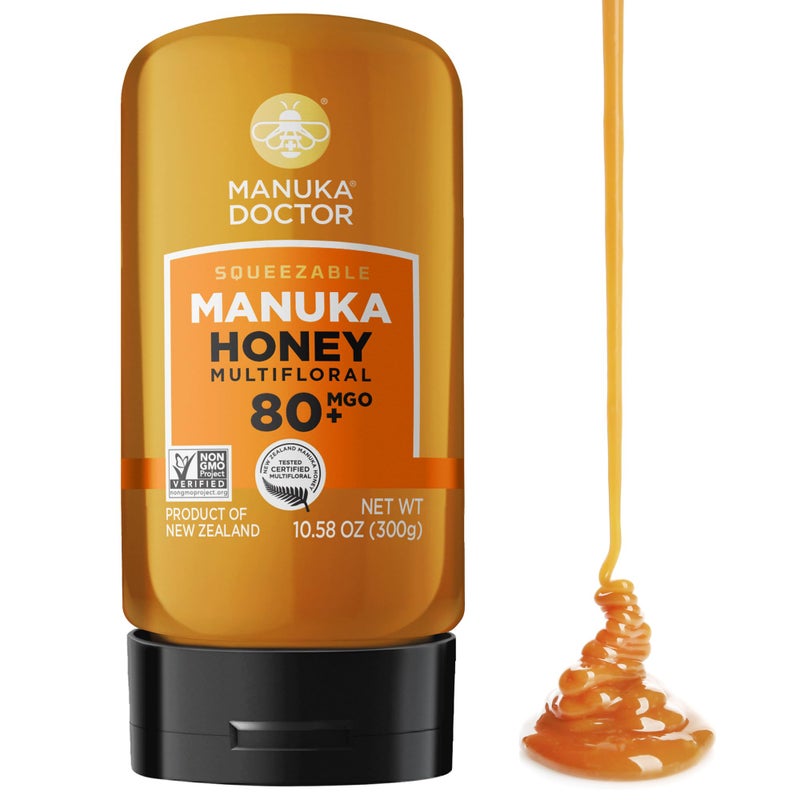 Manuka Doctor - MGO 80+ Squeezy Manuka Honey Multifloral, 100% Pure New Zealand Honey. Certified. Guaranteed. Raw. Non-GMO (10.58 oz) - Image 1