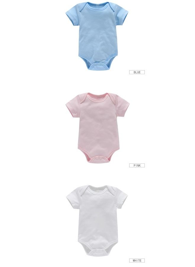 6 Pieces Short Sleeve Bodysuits Multipack Organic Cotton for Infant Baby Boys and Girls (9M) - Image 1