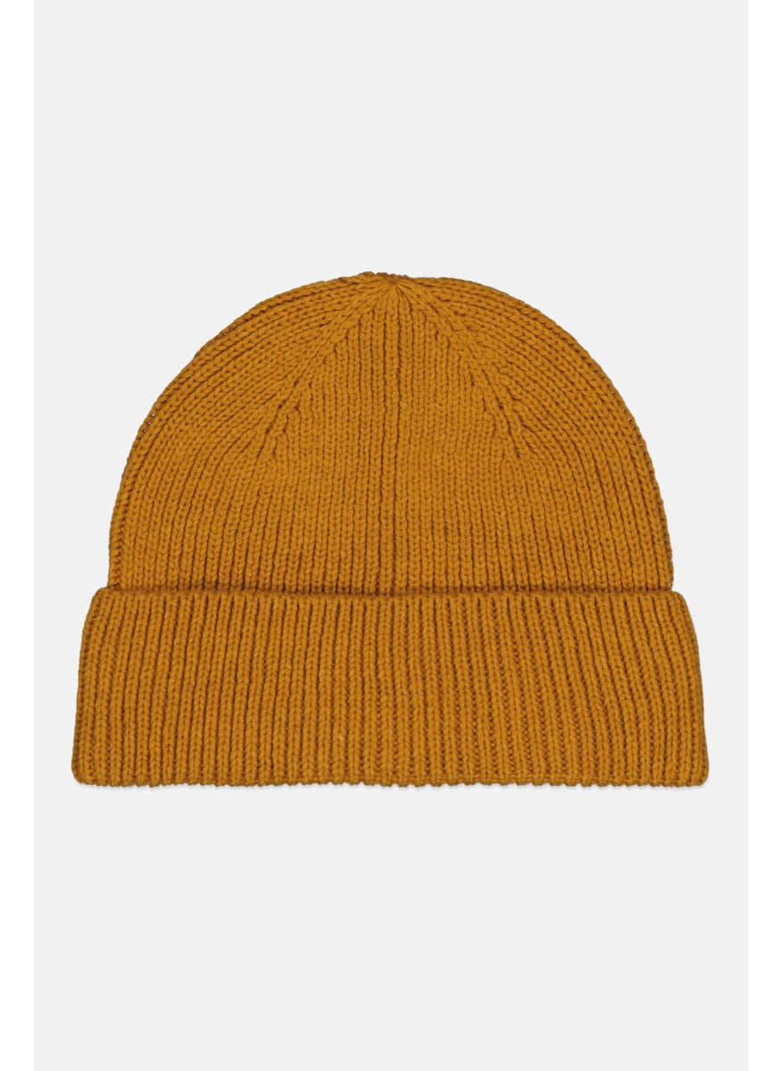 Asos Design - Men Textured Beanie Hat, Mustard Yellow - Image 1