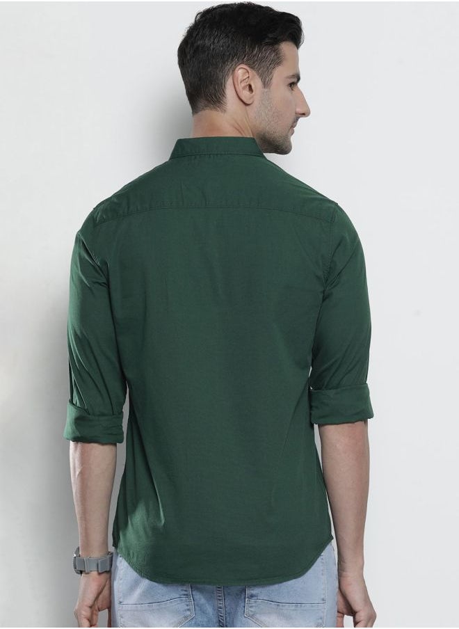 The Indian Garage Co Men Slim Fit Solid Full Sleeves Spread Collar Casual Shirt  - Image 2