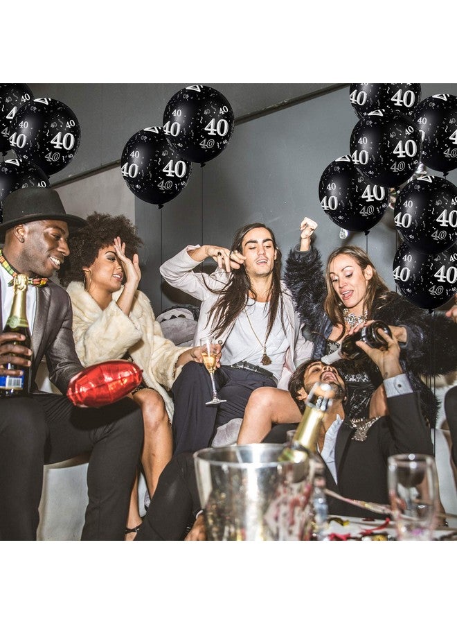 Gejoy 36 Pieces 40Th 50Th 60Th 70Th Birthday Party Latex Balloons Black Number Printed Balloons For Party Decoration Supplies (40Th) - Image 5