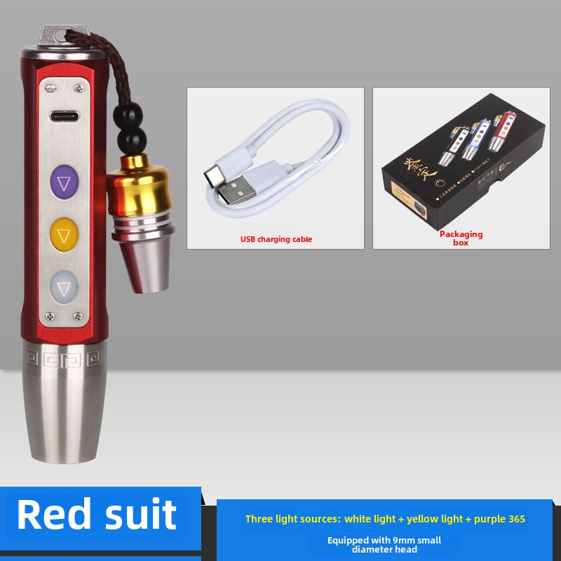 Generic Triple Light Source Crystal Amber Torch Red [White + Yellow + violet light 365]] 