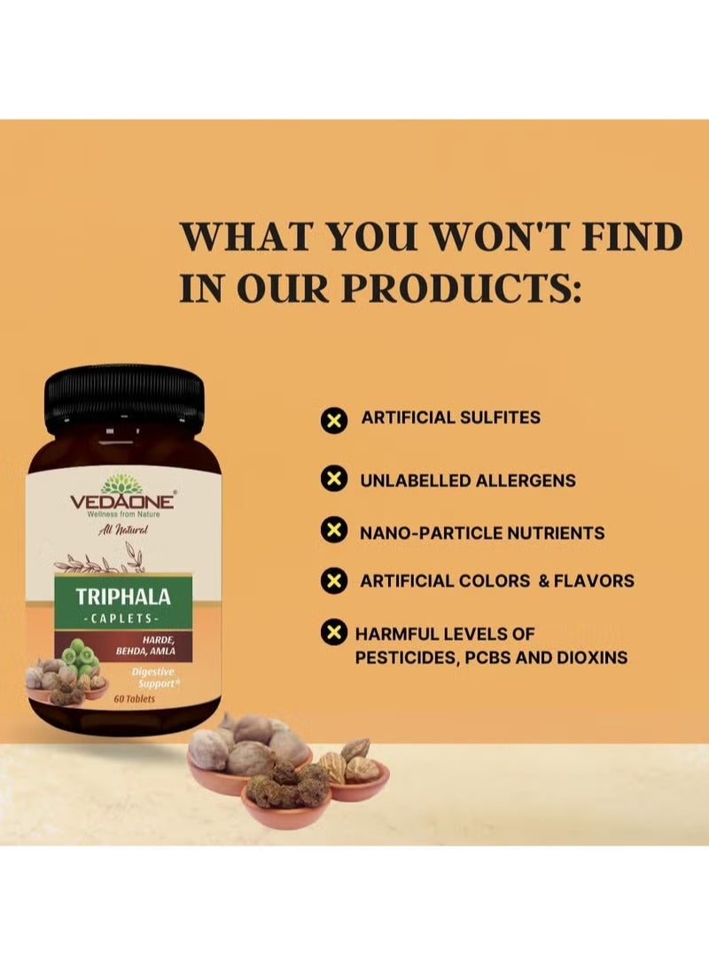 VedaOne Triphala Tablets | Natural Digestive Support with Harde, Behda & Amla | 60 Tablets - Image 5