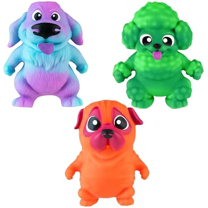 ORB Funkee Animalz MEGA Puppies 3 Pack (Set 2) - Adorable, Funny, Stretchy, Squishy Puppies, Perfect to Squeeze for Stress Relief - Original Sensory / Fidget Collectible Toy Dogs for Kids and Adults - Image 2
