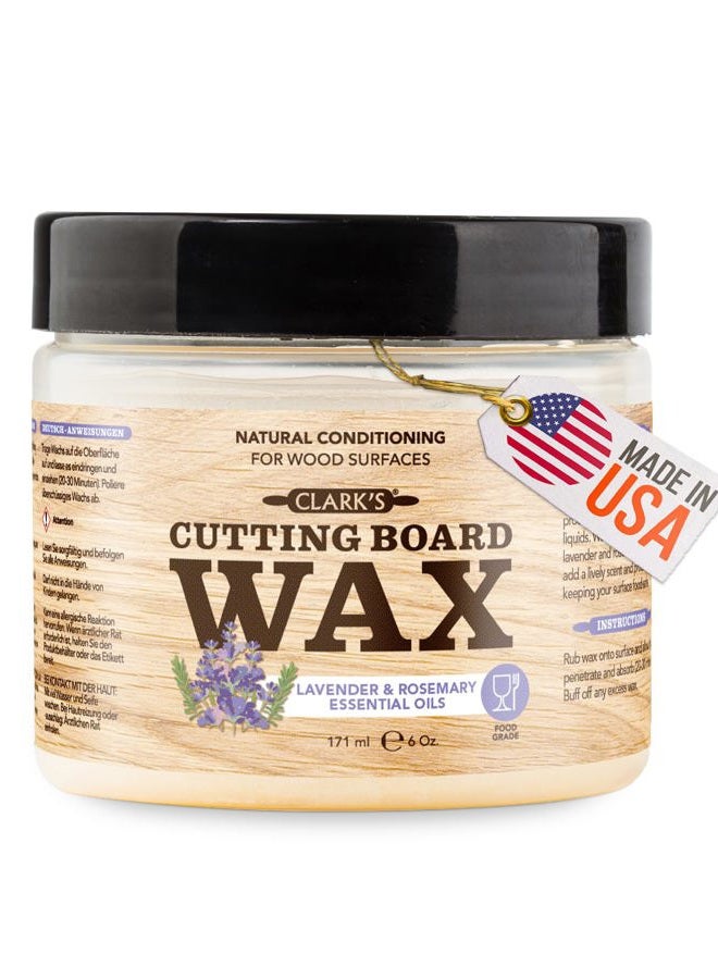 Clark's Cutting Board Butcher Block Wax - Made with Natural Beeswax, Carnauba Wax and Enriched with Lavender and Rosemary Extracts - For Kitchen Countertops, Natural Wood, Bamboo, Wood Bowls - Image 1
