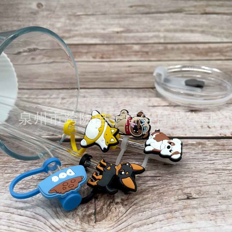 Cartoon Puppy Straw Cover Straw Cap Silicone Dust Plug Cute Anime Party Decoration Product Dustproof And Leak-Proof - Image 5