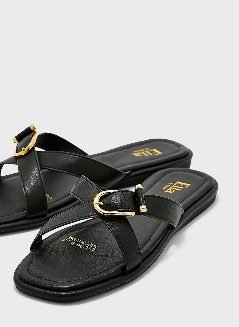 ELLA Crossover Strap Flat Sandals