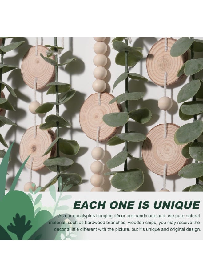 NANAO Artificial Eucalyptus Wall Hanging Decor Fake Plant Greenery Leaves Chip Strands Beads Garland on 16.5 inch Stick Boho Rustic Farmhouse Nature Bathroom Bedroom Living Room Decorations - Image 4
