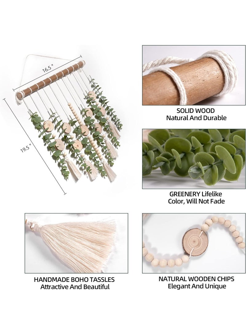 NANAO Artificial Eucalyptus Wall Hanging Decor Fake Plant Greenery Leaves Chip Strands Beads Garland on 16.5 inch Stick Boho Rustic Farmhouse Nature Bathroom Bedroom Living Room Decorations - Image 5