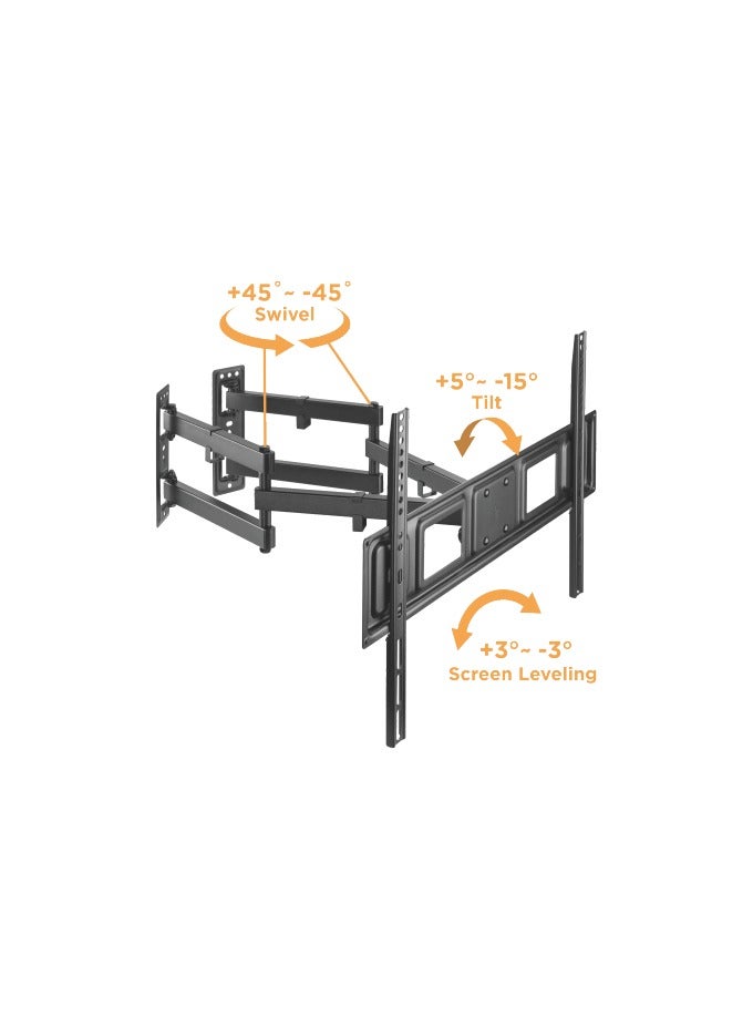 نيوستار حامل حائط للتلفزيون بزاوية كاملة الحركة للشاشات 32"-70" LED/LCD/منحنية، ذراع مزدوج قوي، VESA 600x400، يتحمل حتى 45 كجم/99 رطلاً – تصميم موفر للمساحة وسهل التركيب - Image 5
