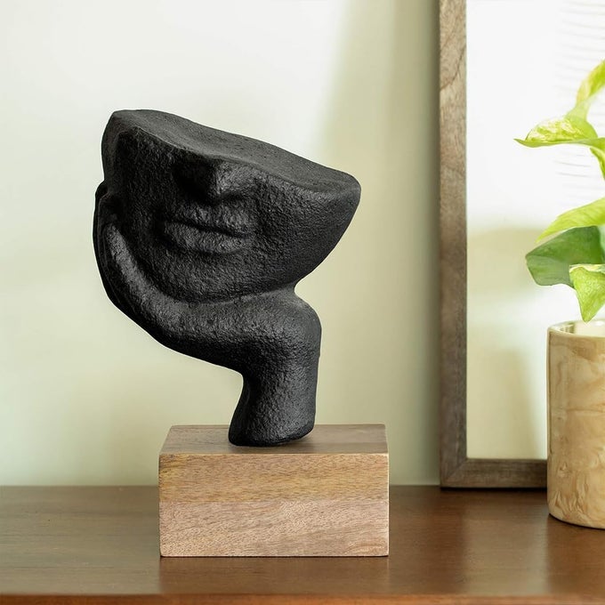 RESTIVE FACE ECOMIX SCULPTURE BLACK HOME DECOR SHOWPIECE FIGURINES GIFTS FOR LIVING ROOM BEDROOM TABLE TOP DECORATION ACCESSORIES DECORATIVE GIFTING ITEM FOR ANY OCCASION