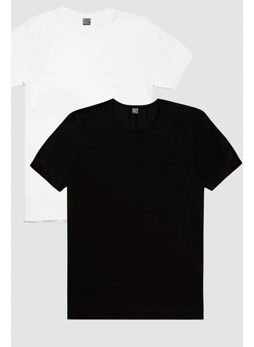 Rock&Roll Plain, Unprinted Black, White T-Shirt Men's 2-Piece Eco Pack