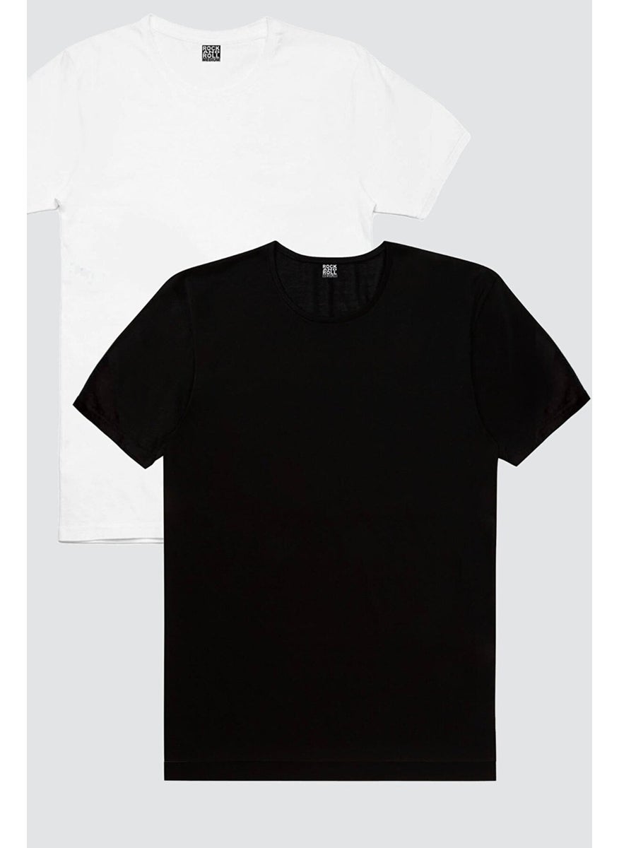 Rock&Roll - Plain, Unprinted Black, White T-Shirt Men's 2-Piece Eco Pack - Image 1