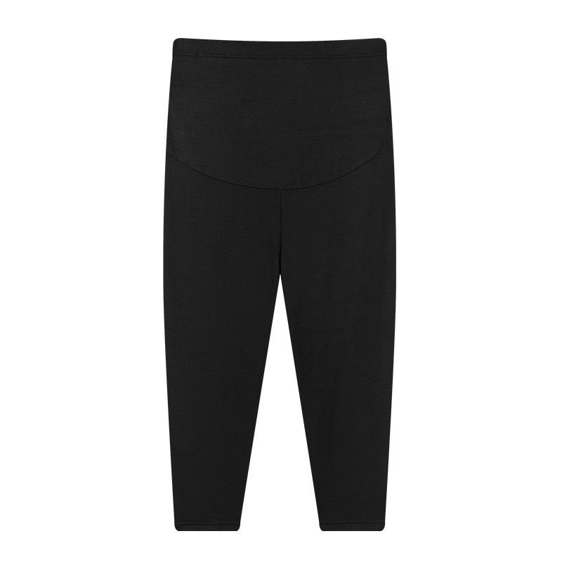 Maternity Support Mid-Length Pants Spring Autumn Elastic Capris 701# black