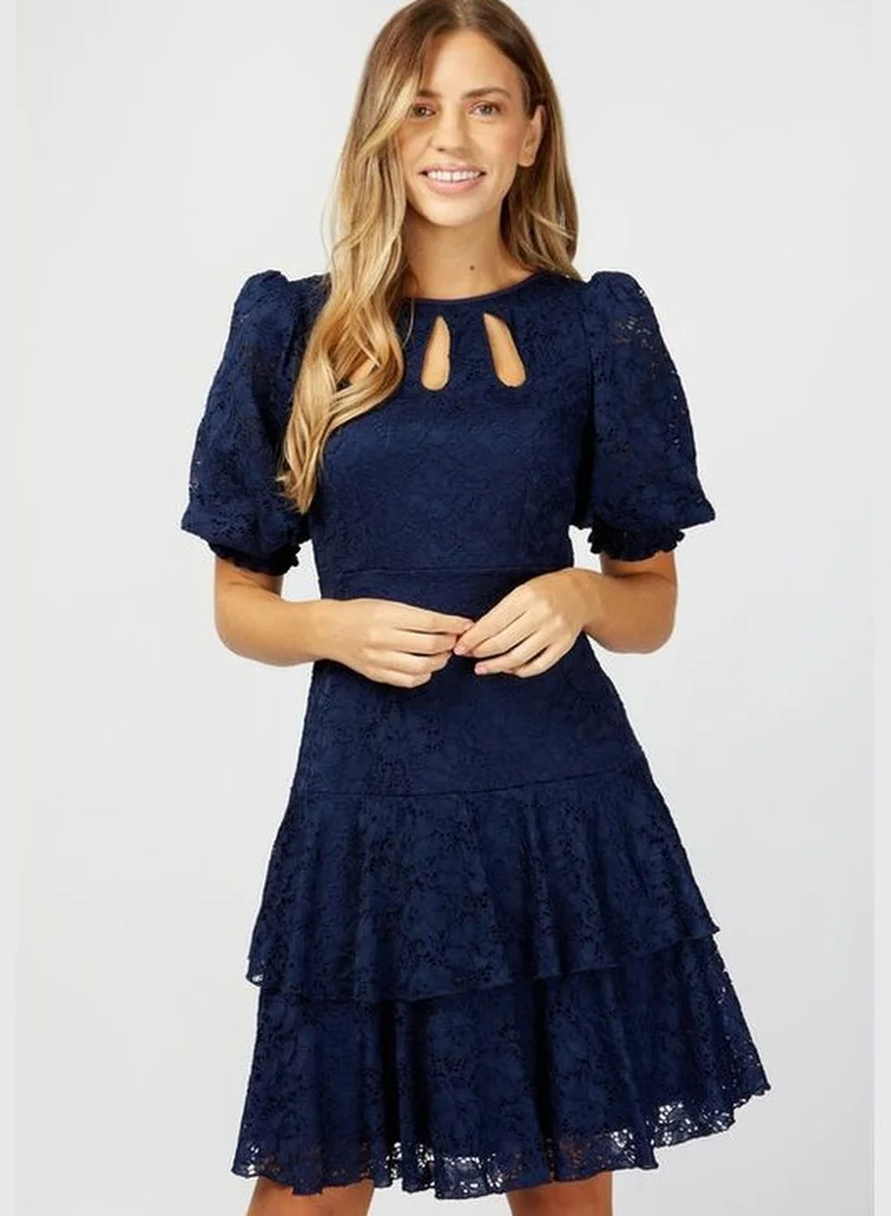 ليتل مسترس Little Mistress Navy Lace Tiered Mini