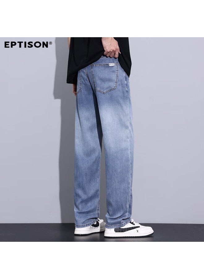 EPTISON Yipintiancheng [tencel Lyocell] Men's Jeans, Summer Lightweight Straight-leg Loose-fit Fashionable Gradient Ice Silk Long Pants For Me - Image 1