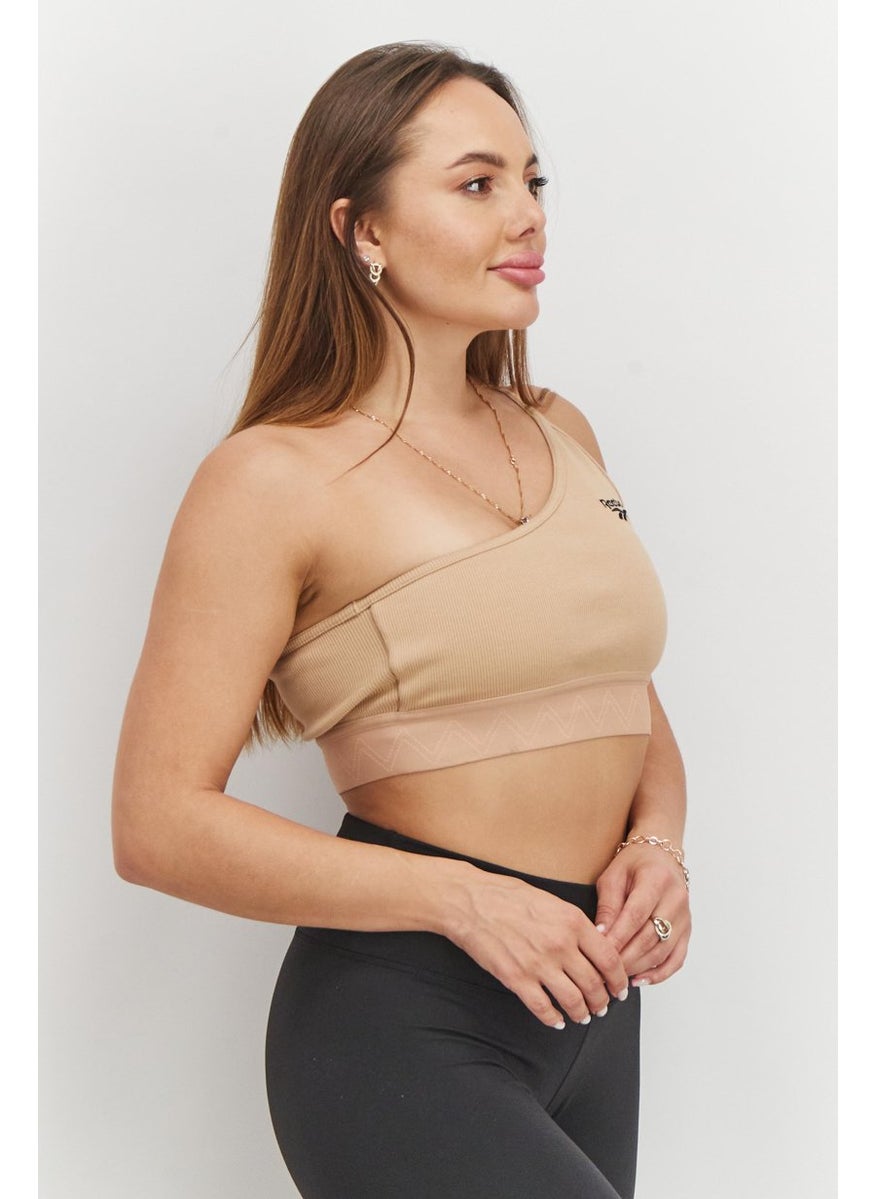 Reebok Women Non Padded Asymmetrical Sports Bra, Tan  - Image 2