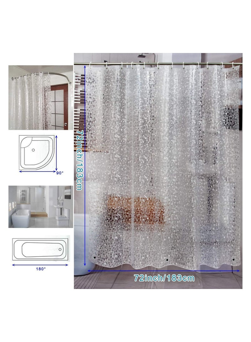 Shower Curtain Liner, Waterproof  8G EVA Thick Shower Curtain with Heavy Duty 3 Bottom Magnets, Shower Liner for Shower Stall, Bathtubs 3D Pebble Pattern, 72 x 72 with 12 Hooks, Pebble Hem - Image 5