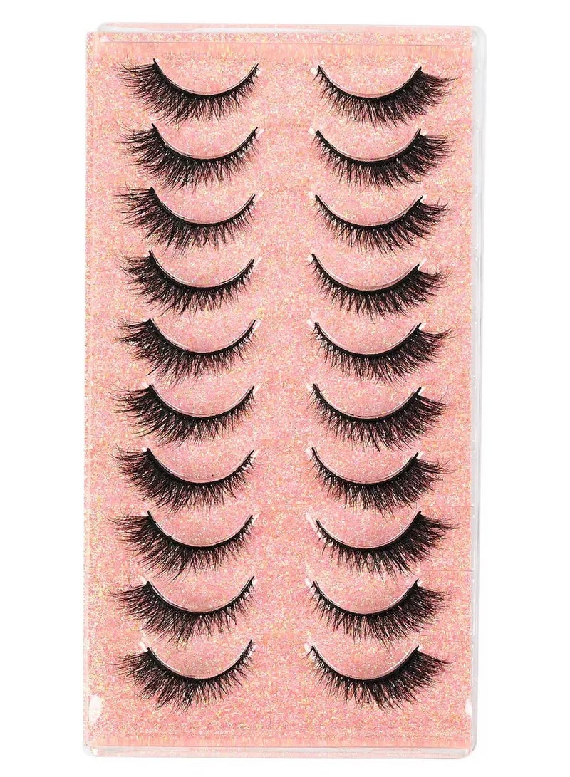 رموش ثعلب عين القطة المزيفة، رموش متعددة الطبقات، رموش ثلاثية الأبعاد، رموش ثعلب المنك الاصطناعية القابلة لإعادة الاستخدام، 10 أزواج - Image 1