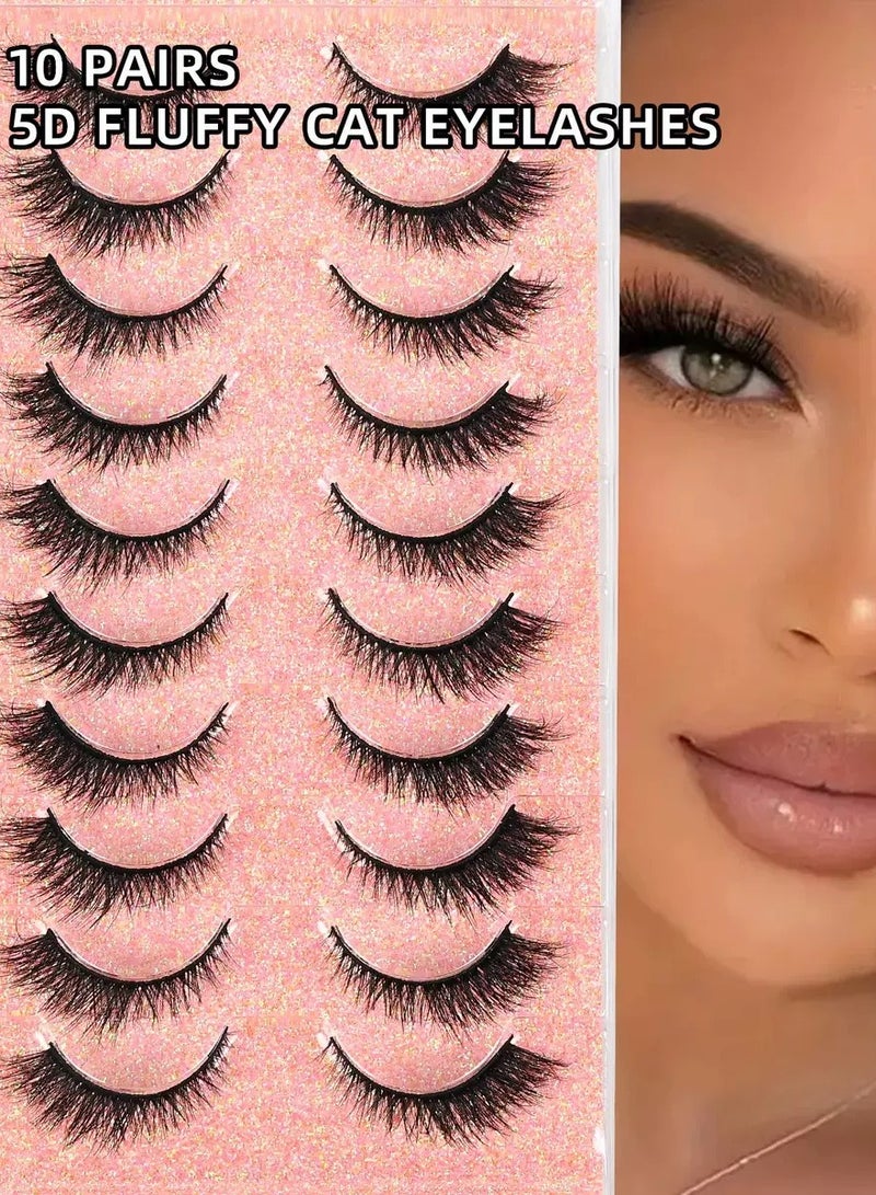 رموش ثعلب عين القطة المزيفة، رموش متعددة الطبقات، رموش ثلاثية الأبعاد، رموش ثعلب المنك الاصطناعية القابلة لإعادة الاستخدام، 10 أزواج - Image 3