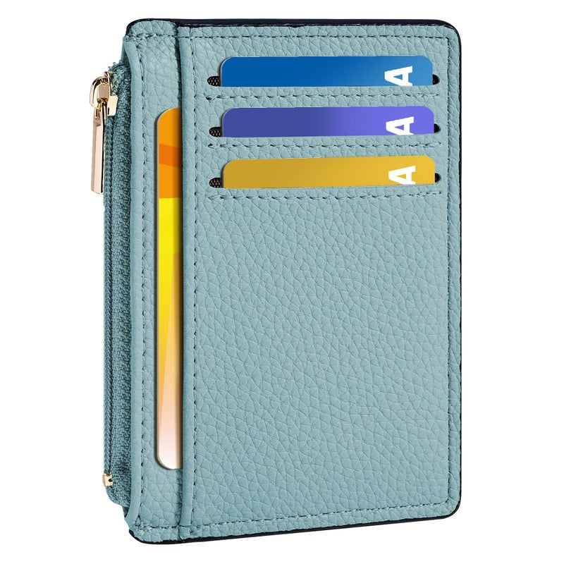 Tipmile Credit Card Holder for Women Slim Minimalist Front Pocket RFID Blocking Wallet Small Compact Card Case with ID Window, Powder Blue - Image 1