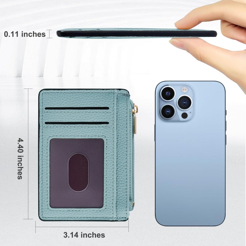 Tipmile Credit Card Holder for Women Slim Minimalist Front Pocket RFID Blocking Wallet Small Compact Card Case with ID Window, Powder Blue - Image 5