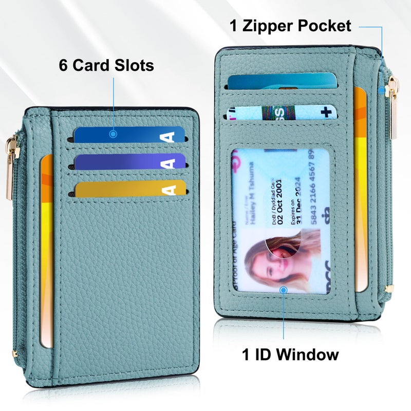 Tipmile Credit Card Holder for Women Slim Minimalist Front Pocket RFID Blocking Wallet Small Compact Card Case with ID Window, Powder Blue - Image 3