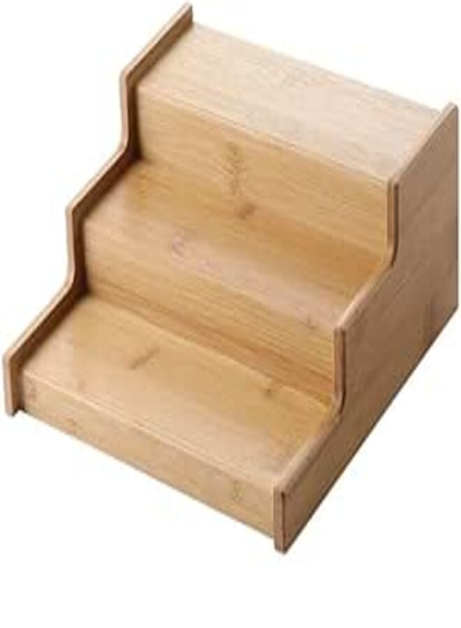 Spaceshoop 3 Tier Bamboo Spice Rack Storage Shelf for Countertop Spice Rack 3 Tier Kitchen Organizer (MULTICOLOR, big)