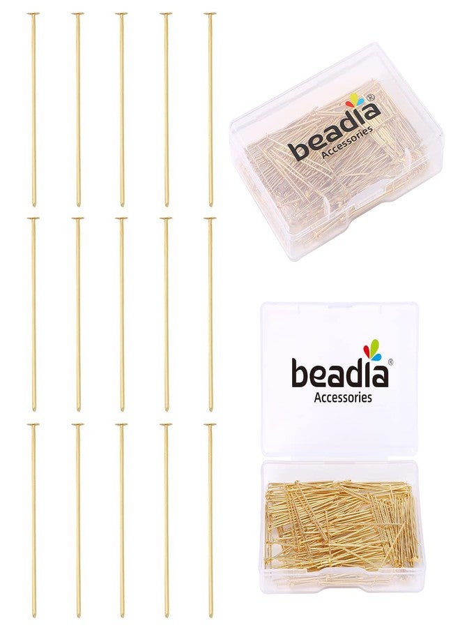 BEADIA 14K Gold Plated Flat Head Pins Non Tarnish 30mm 200pcs for Jewelry Making Findings - Image 1