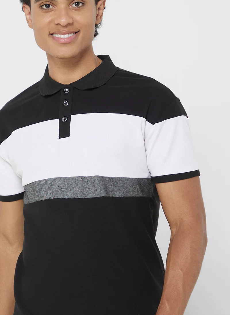سفنتي فايف Polo Colorblock Shorts Sleeve T-Shirt