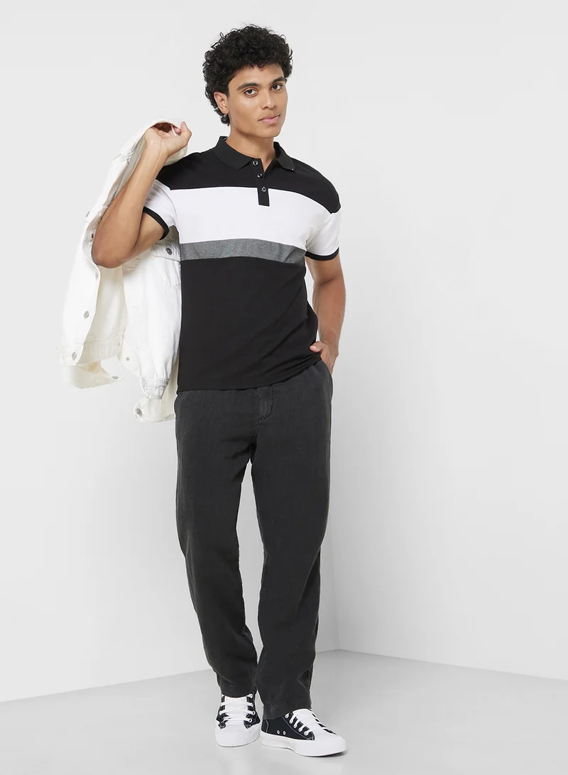 سفنتي فايف Polo Colorblock Shorts Sleeve T-Shirt