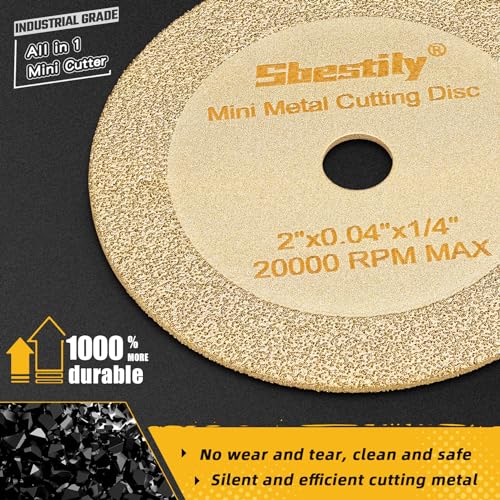 Sbestily 2 Inch Diamond Cut Off Wheel - 5Pack - W1/4" Arbor Hole Diamond Cutting Wheel for for Metal & Stainless Steel, Nuts, Bolts, Screws, Ceramic, Glass, PVC Cutter - Image 2