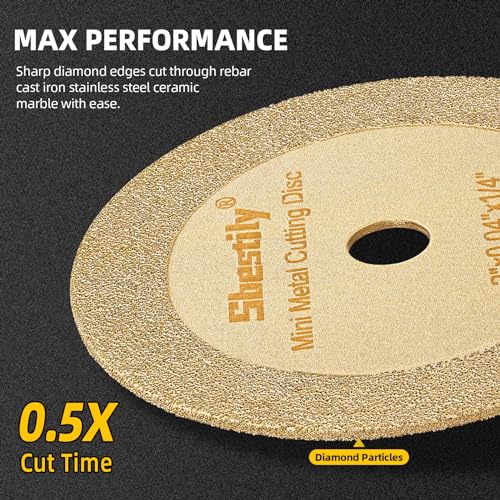 Sbestily 2 Inch Diamond Cut Off Wheel - 5Pack - W1/4" Arbor Hole Diamond Cutting Wheel for for Metal & Stainless Steel, Nuts, Bolts, Screws, Ceramic, Glass, PVC Cutter - Image 4