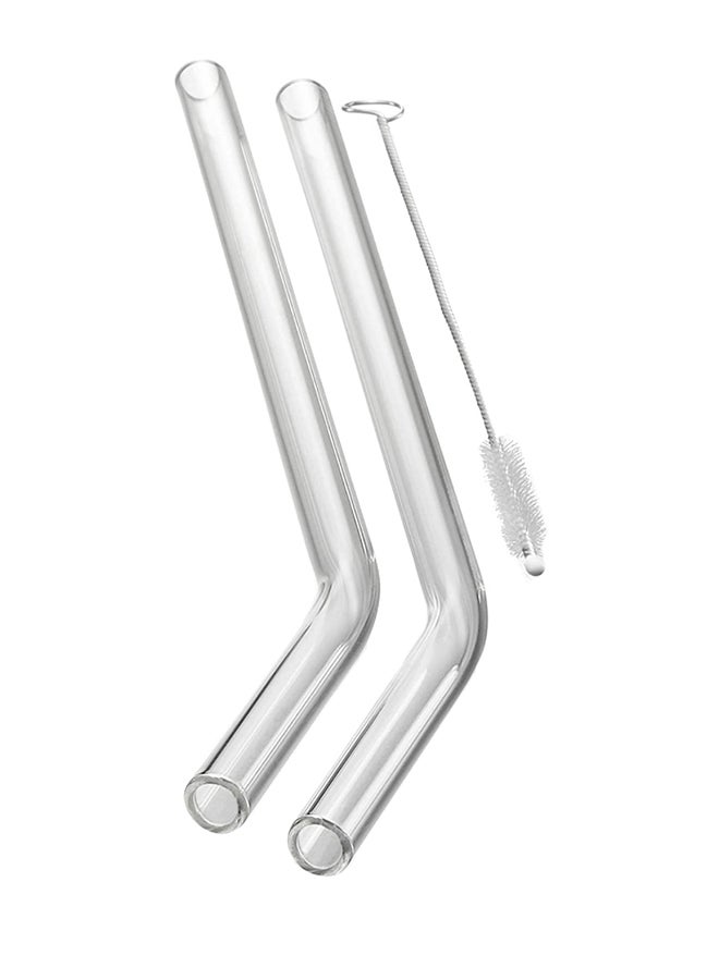 AL RAID 2-Piece Glass Straw Set With Brush Clear 2xStraws (23 cm), 1xCleaning Brush (8 cm) - Image 1