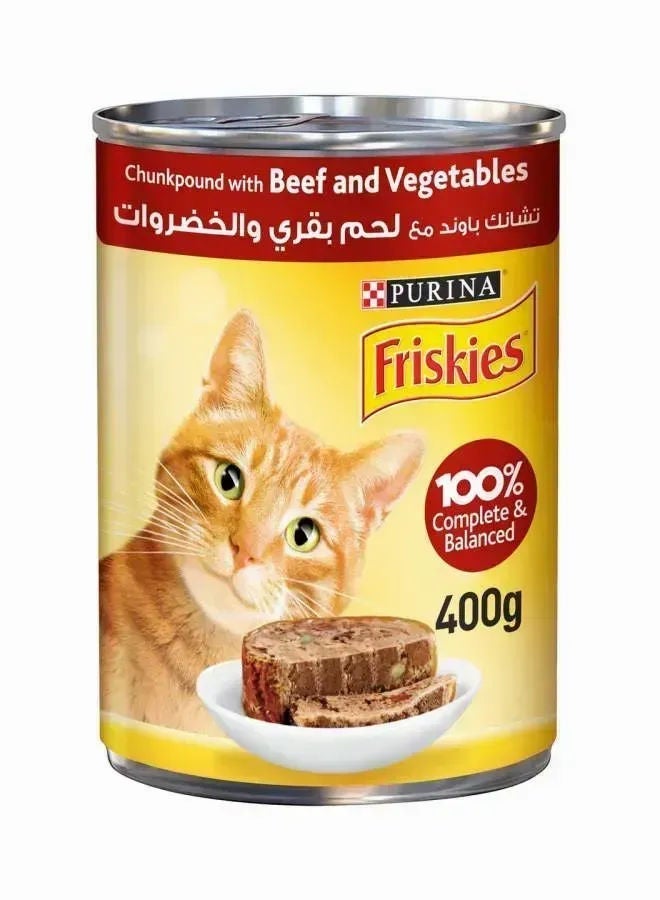 PURINA طعام رطب للقطط من فريسكيز لحم البقر والخضروات، 400 جرام