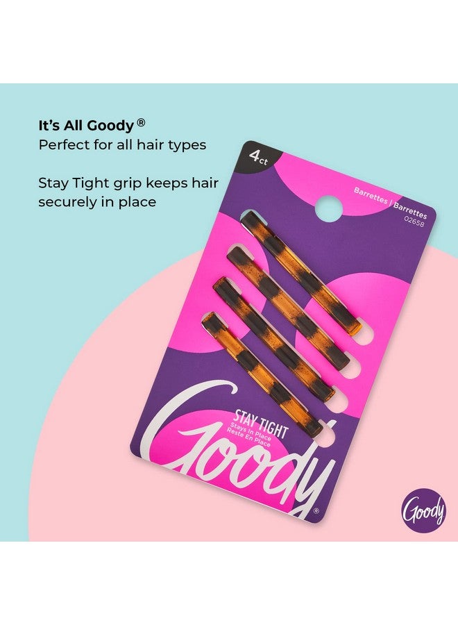 Goody Hair Barrettes Clips - 4 Count, Mock Tort - Slideproof and Lock-In Place - Suitable for All Hair Types - Pain-Free Hair Accessories for Men, Women, Boys, and Girls - All Day Comfort - Image 3